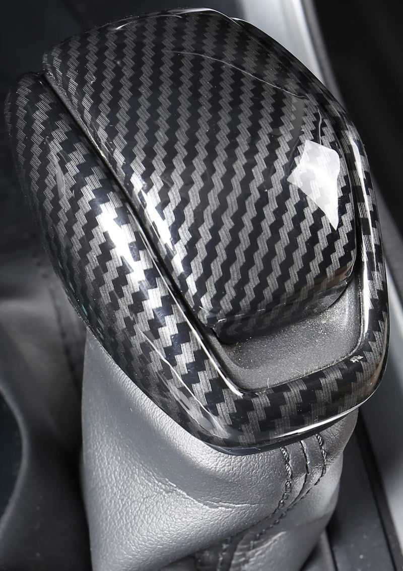 YAKANEY for Totoya RAV4 2019-2025 Gear Shift Knob Cover, Carbon Fiber Grain Interior Protective Gear Shift Trim for Toyota Highlander 2020-2025- Carbon Fiber - Image 1